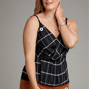 CAbi Black and White Plaid Camisole